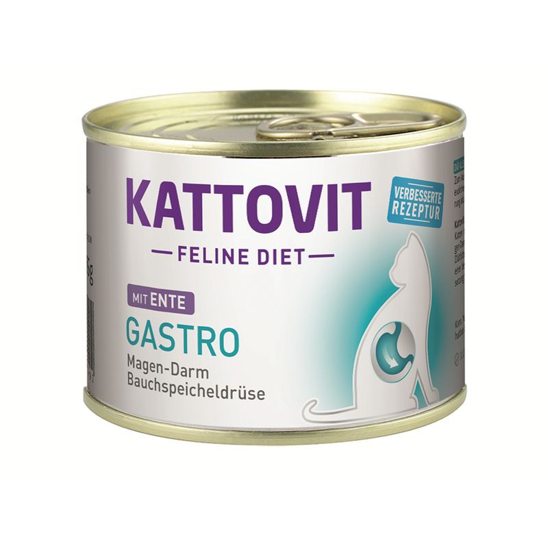 Katzennassfutter Dose Feline Diet Gastro Ente 185g, 12er Pack – Kattovit