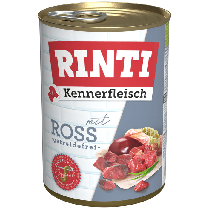 Hundenassfutter Kennerfleisch mit Ross, 12er Pack – Rinti