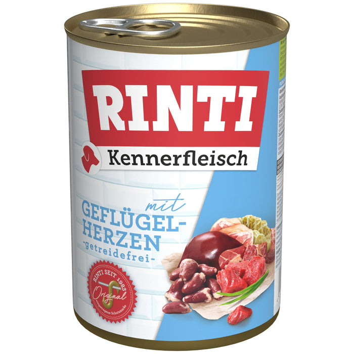 Hundenassfutter Rinti Kennerfleisch Geflügelherzen – Finnern