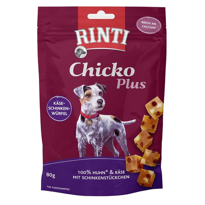 Hundeleckerli Chicko Plus Käse-Schinken 80g, 12er Pack – Rinti