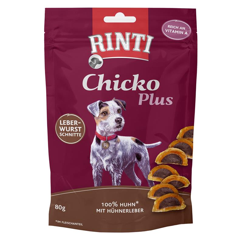 Hundeleckerli Chicko Plus Leberwurstschnitte 80 g – Rinti