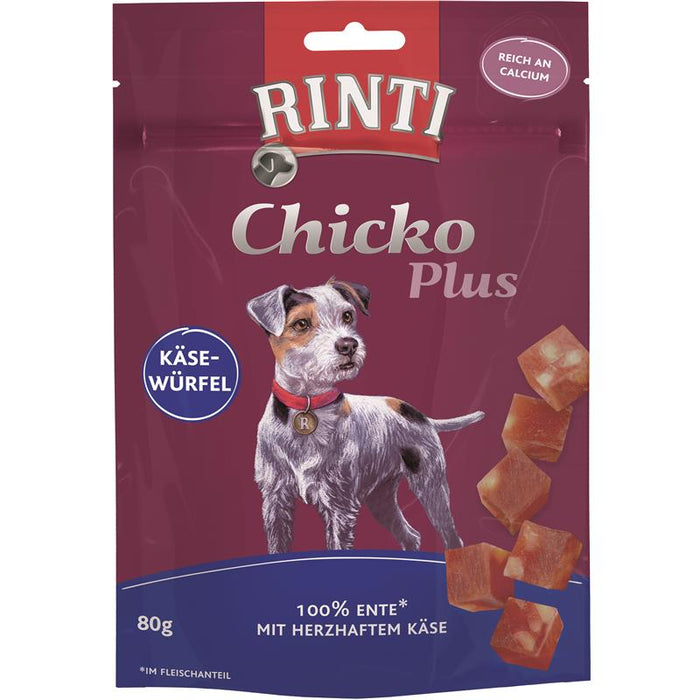 Hundeleckerli Chicko Käsewürfel mit Ente 80g – Rinti