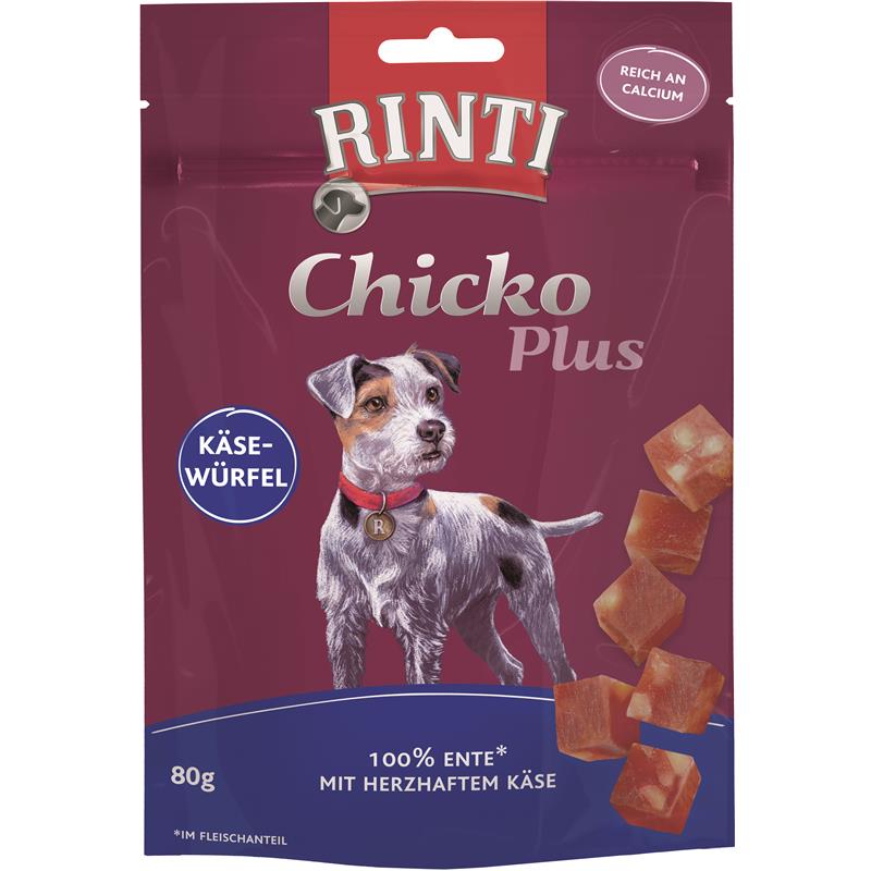Hundeleckerli Chicko Käsewürfel mit Ente 80g – Rinti