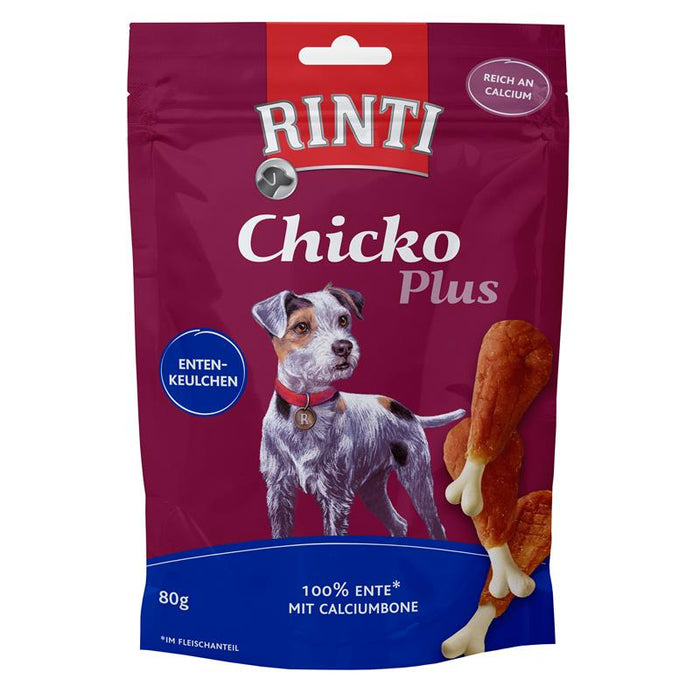 Hundeleckerli Chicko Plus Entenkeulchen 80g, 12er Pack – Rinti