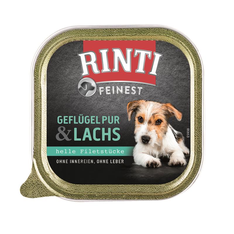 Hundenassfutter Schale Feinest Geflügel & Lachs 150g, 11er Pack – Rinti