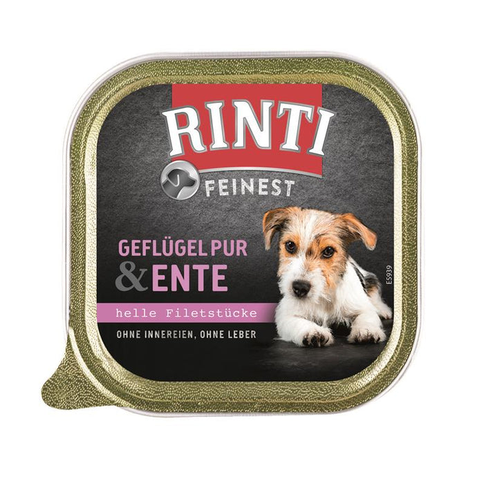 Hundenassfutter Schale Feinest Geflügel Pur & Ente 150g, 11er Pack – Rinti