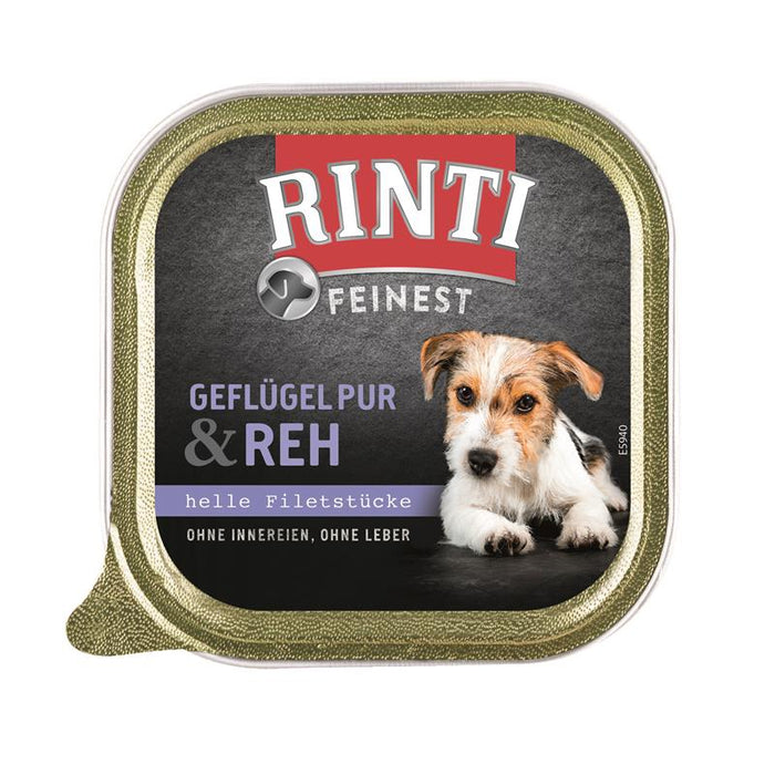 Hundenassfutter Schale Feinest Geflügel Pur & Reh 150g, 11er Pack – Rinti