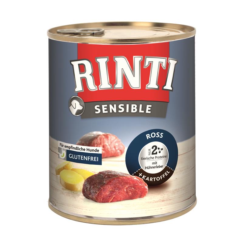 Hundenassfutter Sensible Ross, Hühnerleber & Kartoffel 800g, 6er Pack – Rinti