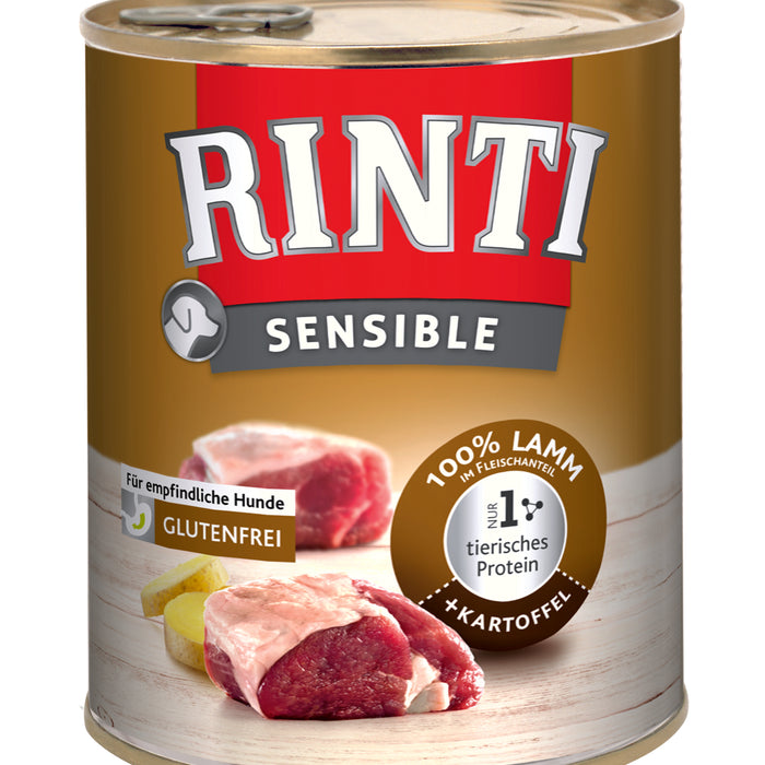 Hundenassfutter Dose Sensible Lamm & Kartoffeln 800g, 6er Pack – Rinti