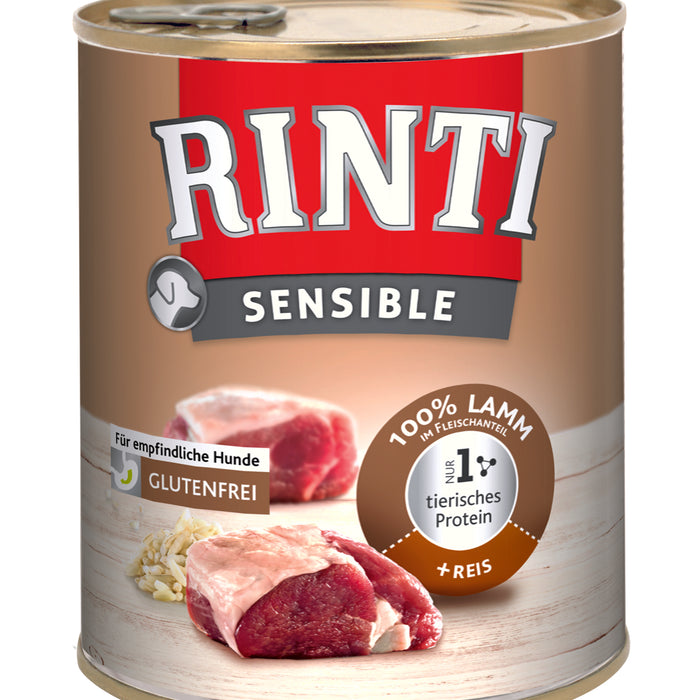 Hundenassfutter Dose Sensible Lamm & Reis 800g, 6er Pack – Rinti