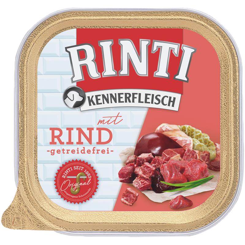 Hundenassfutter Schale Kennerfleisch mit Rind 300g, 9er Pack – Rinti
