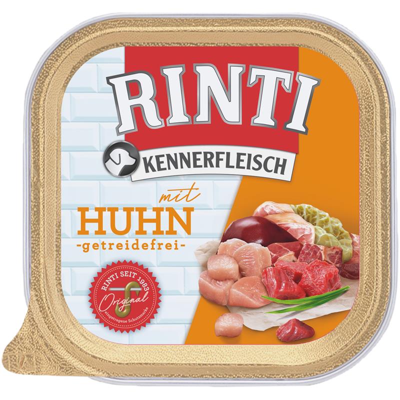Hundenassfutter Schale Kennerfleisch mit Huhn 300g, 9er Pack – Rinti