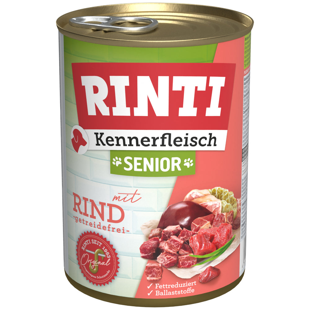 Hundenassfutter Kennerfleisch Senior Rind 400g, 12er Pack – Rinti