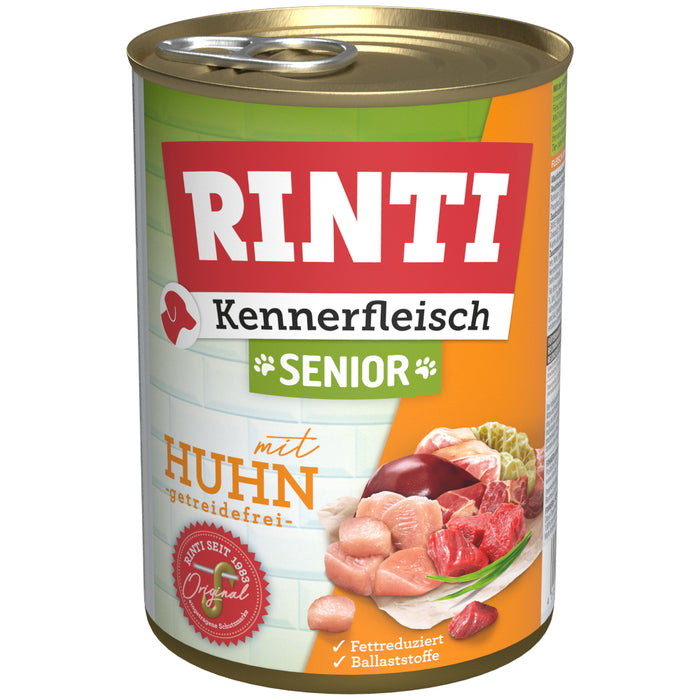 Hundenassfutter Kennerfleisch Senior Huhn 400g, 12er Pack – Rinti