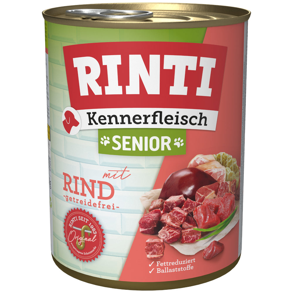 Hundenassfutter Kennerfleisch Senior Rind 800g, 12er Pack – Rinti