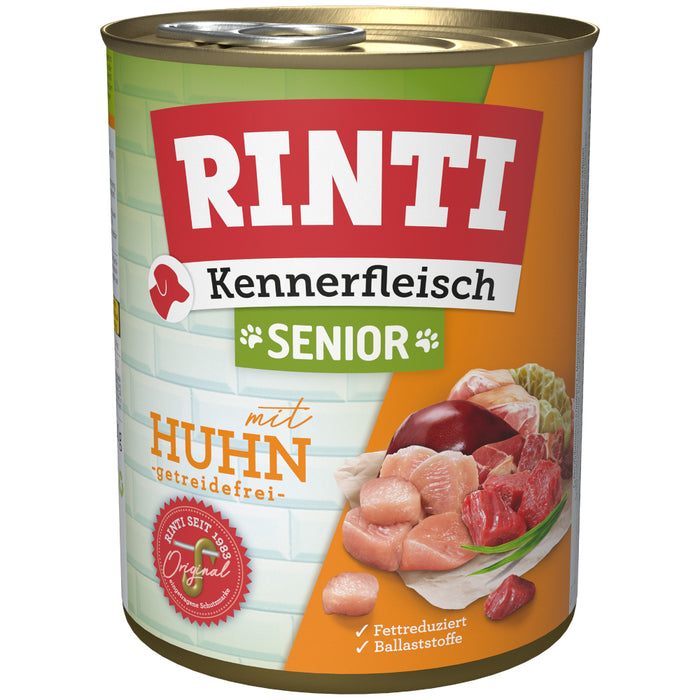 Hundenassfutter Kennerfleisch Senior Huhn 800g, 12er Pack – Rinti