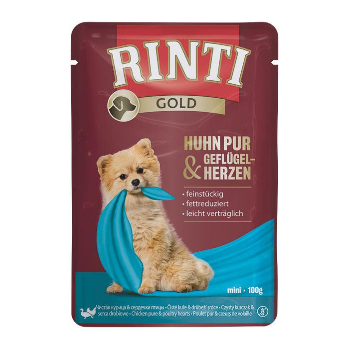 Hundenassfutter PB Gold Huhn Pur & Geflügelherzen 100g, 10er Pack – Rinti