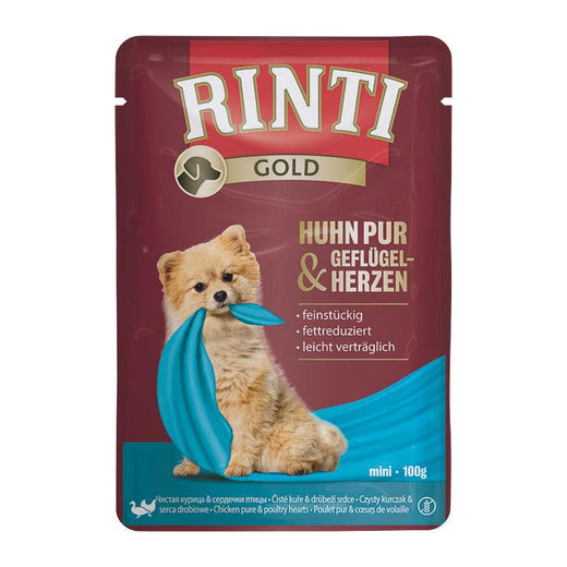 Hundenassfutter PB Gold Huhn Pur & Geflügelherzen 100g, 10er Pack – Rinti