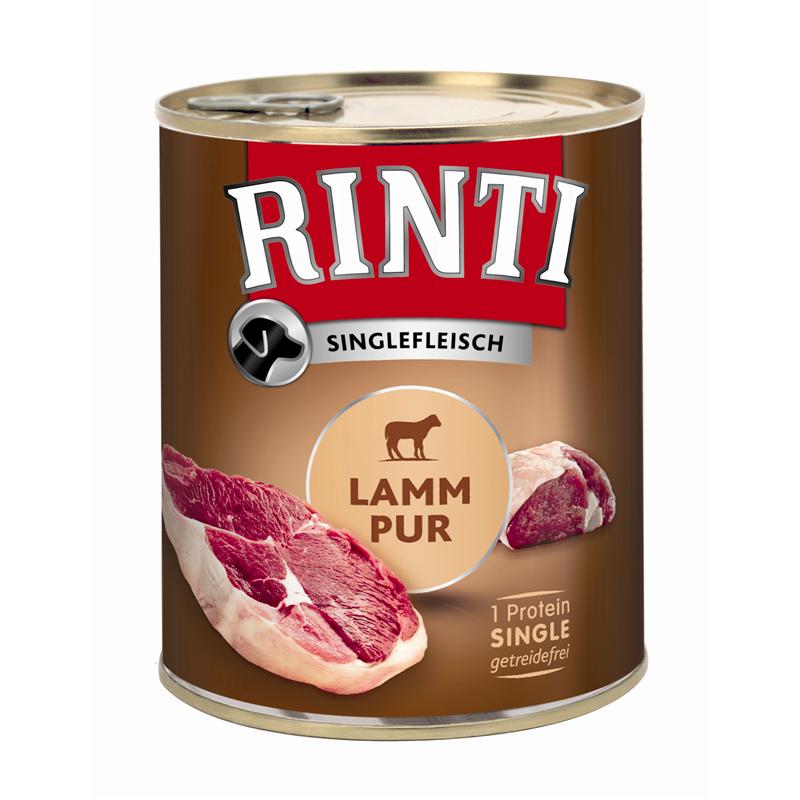 Hundenassfutter Singlefleisch Lamm Pur 800g, 6er Pack – Rinti