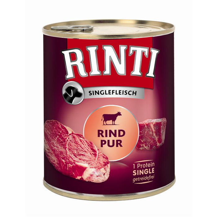 Hundenassfutter Singlefleisch Rind Pur 800g, 6er Pack – Rinti
