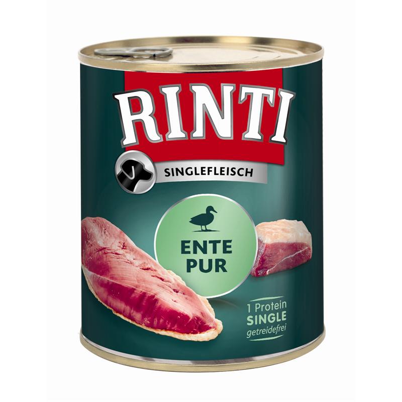 Hundenassfutter Singlefleisch Exclusive Ente Pur 800g, 6er Pack – Rinti