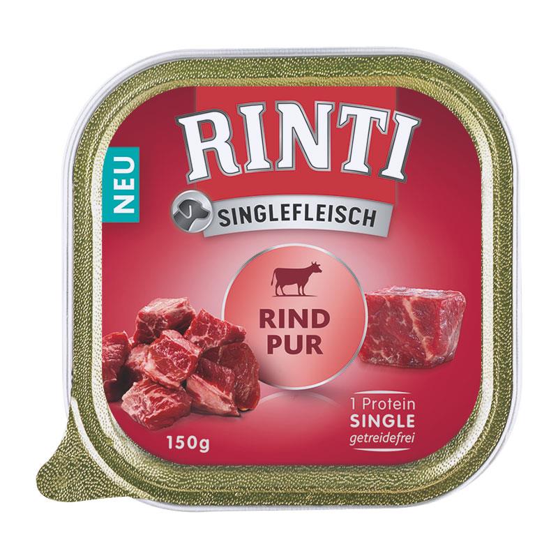 Hundenassfutter Schale Singlefleisch Rind Pur 150g, 10er Pack – Rinti