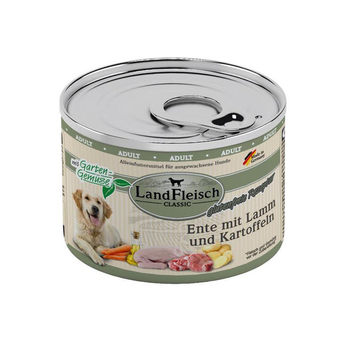 Hundenassfutter Dog Classic Ente mit Lamm & Kartoffeln 195g, 6er Pack – Landfleisch