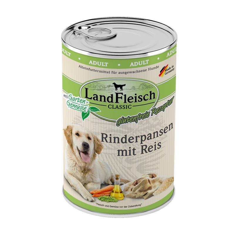 Hundenassfutter Dog Classic Rinderpansen mit Reis & Gartengemüse, 6er Pack – Landfleisch