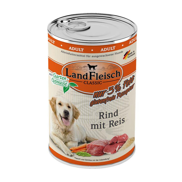 Hundenassfutter Dog Classic Rind mit Reis & Gartengemüse extra mager, 6er Pack – Landfleisch