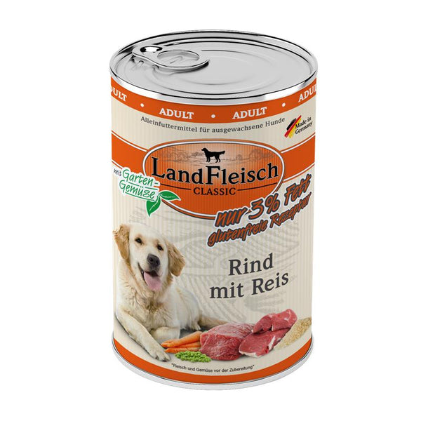 Hundenassfutter Dog Classic Rind mit Reis & Gartengemüse extra mager, 6er Pack – Landfleisch