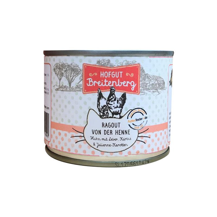Katzennassfutter Cat Ragout von der Henne 180g, 12er Pack – Hofgut Breitenberg
