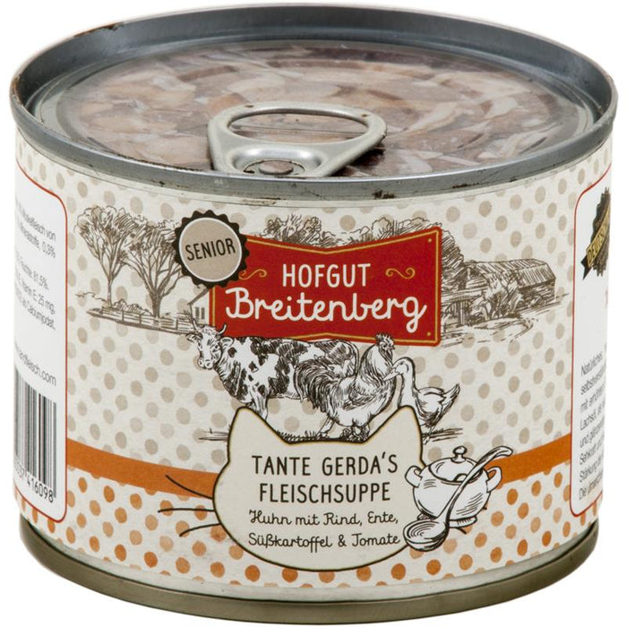 Katzennassfutter Cat Senior Tante Gerdas Fleischsuppe 180g, 12er Pack – Hofgut Breitenberg