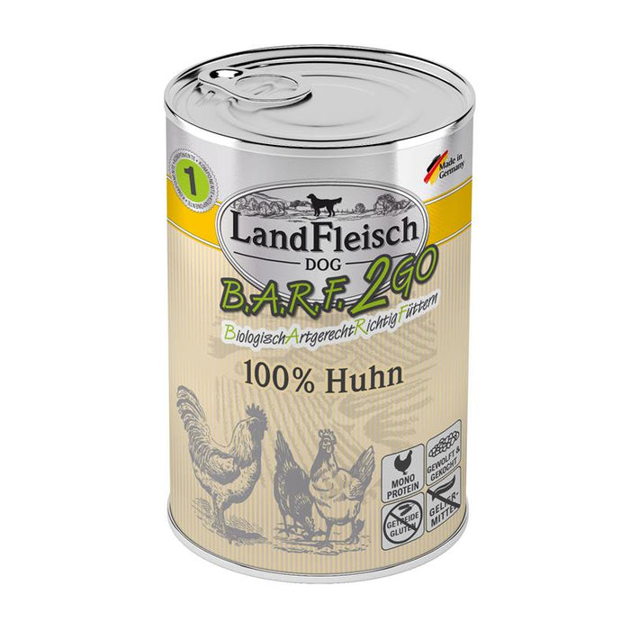 Hundenassfutter B.A.R.F.2GO 100% vom Huhn 400g, 6er Pack – Landfleisch