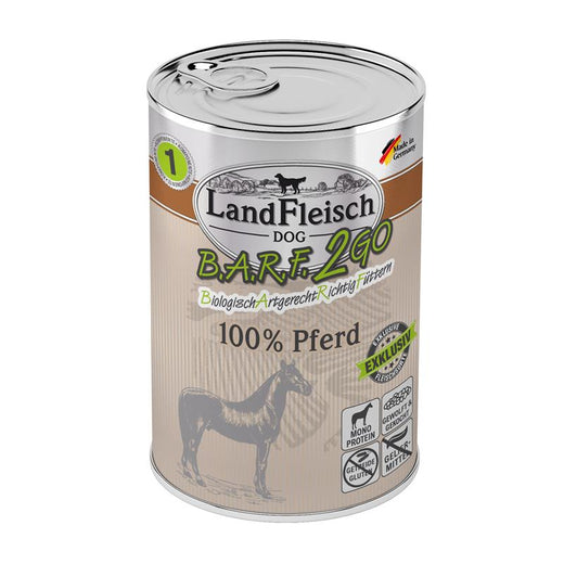 Hundenassfutter B.A.R.F.2GO Exklusiv 100% vom Pferd 400g, 6er Pack – Landfleisch