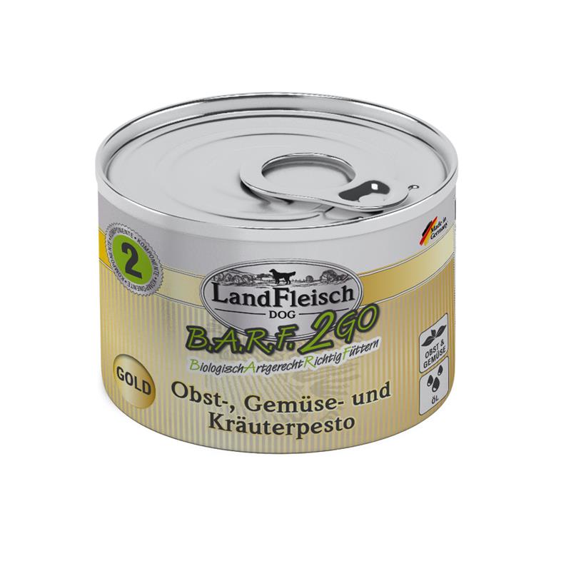 Hundenassfutter B.A.R.F.2GO Obst-, Gemüse und Kräuterpesto Gold 200g, 6er Pack – Landfleisch