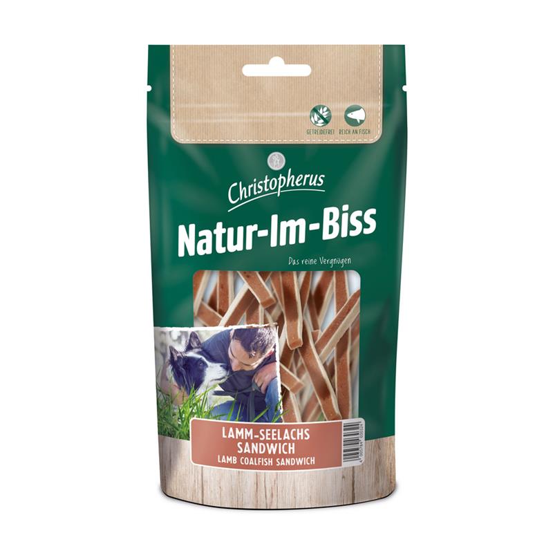 Hundeleckerli Lamm Seelachs Sandwich 70g, 12er Pack – Christopherus Hund