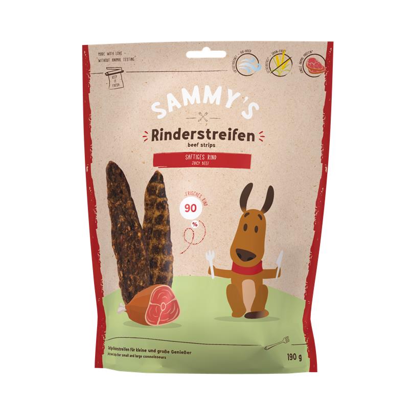 Rinderstreifen für Hunde Sammys 190g, 6er Pack – Bosch