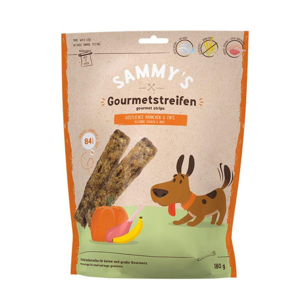 Gourmetstreifen für Hunde Sammys Hühnchen & Ente 180g, 6er Pack – Bosch