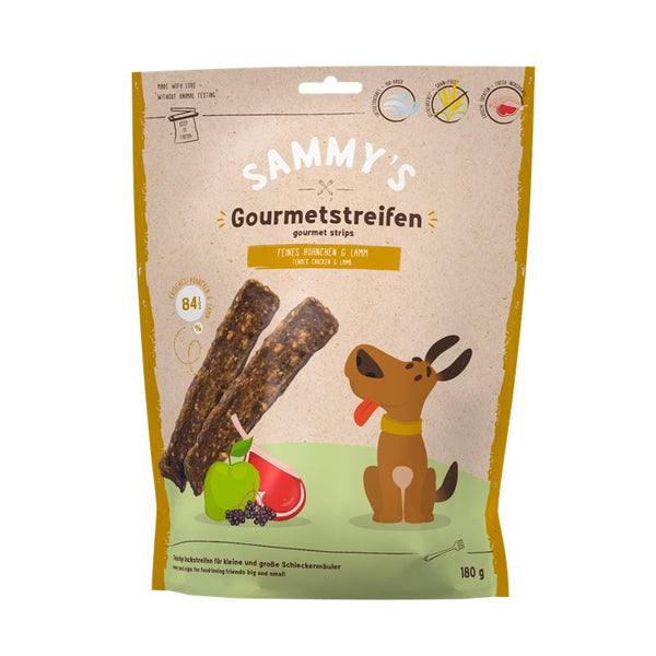 Gourmetstreifen für Hunde Sammys Hühnchen & Lamm 180g, 6er Pack – Bosch
