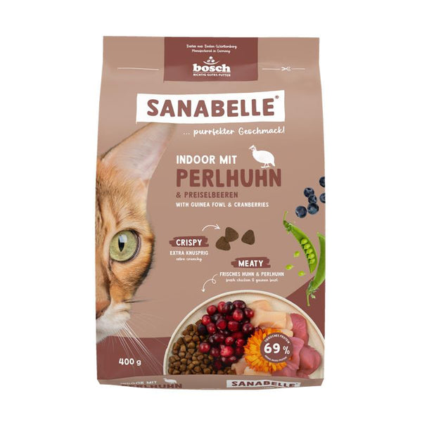 Katzentrockenfutter Indoor mit Perlhuhn – Sanabelle