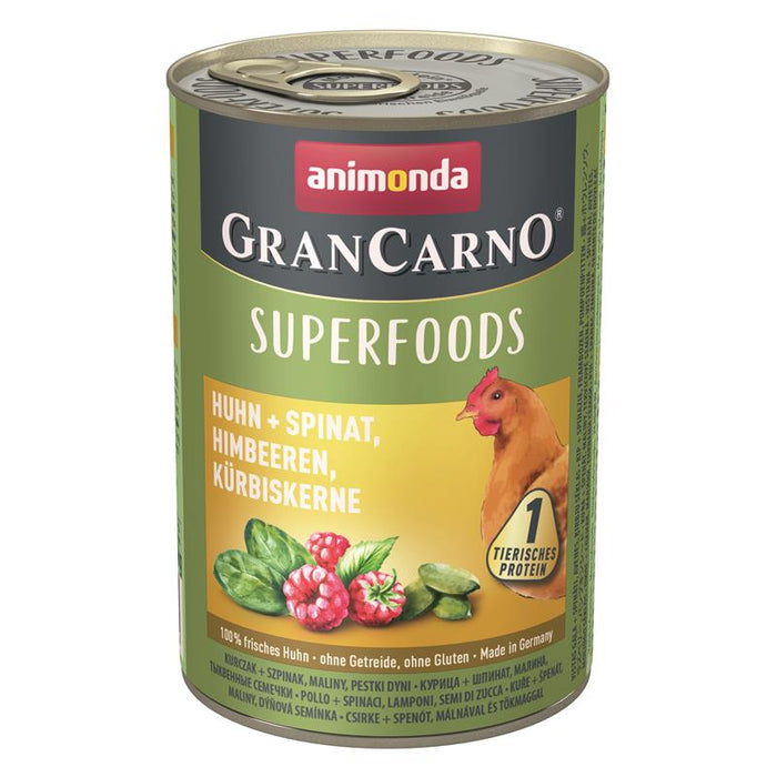 Hundenassfutter GranCarno Adult Superfood Huhn & Spinat, 400 g, 6er Pack – Animonda Dog