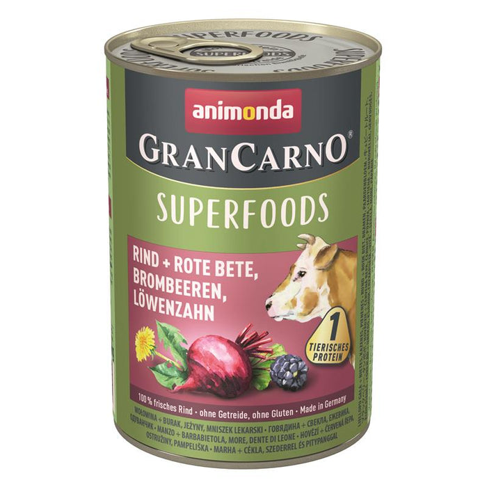 Hundenassfutter GranCarno Adult Superfood Rind & Rote Beete, 6er Pack – Animonda Dog