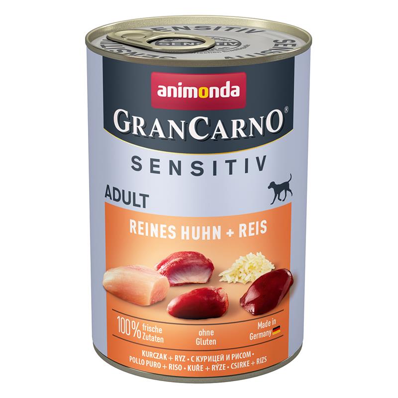 Hundenassfutter GranCarno Adult Sensitive Reines Huhn & Reis, 6er Pack – Animonda Dog