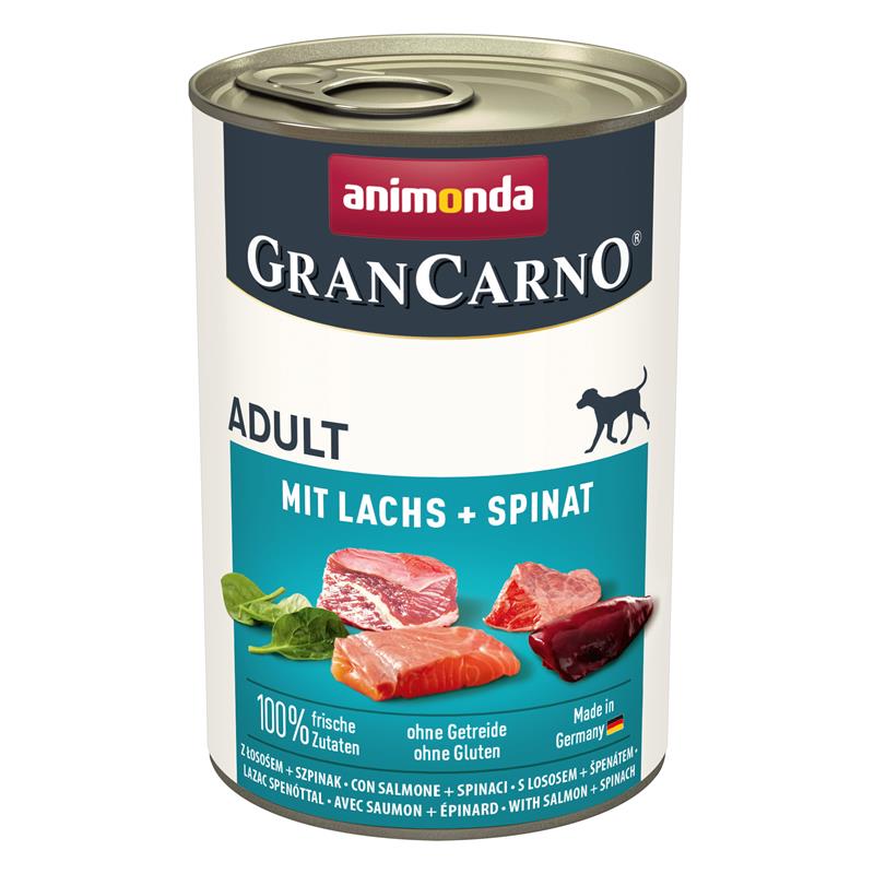 Hundenassfutter GranCarno Adult mit Lachs & Spinat, 6er Pack – Animonda