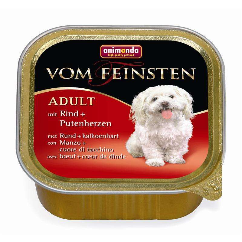 Hundenassfutter vom Feinsten Adult Rind & Putenherzen 150g, 22er Pack – Animonda Dog