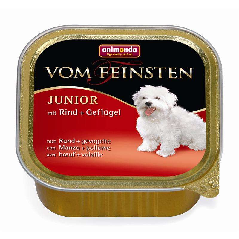 Hundenassfutter vom Feinsten Junior Rind & Geflügel 150g, 22er Pack – Animonda Dog