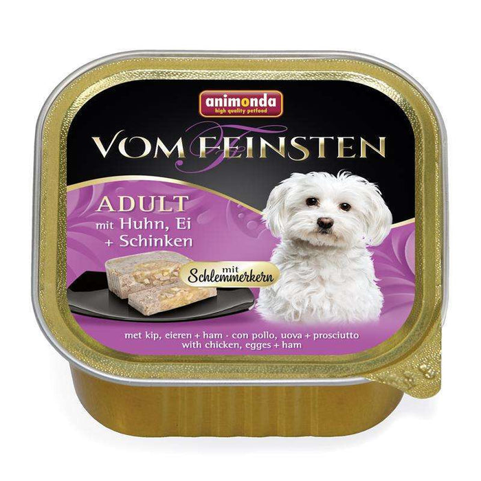 Hundenassfutter Vom Feinsten Schlemmerkern mit Huhn, Ei & Schinken 150g, 22er Pack – Animonda Dog