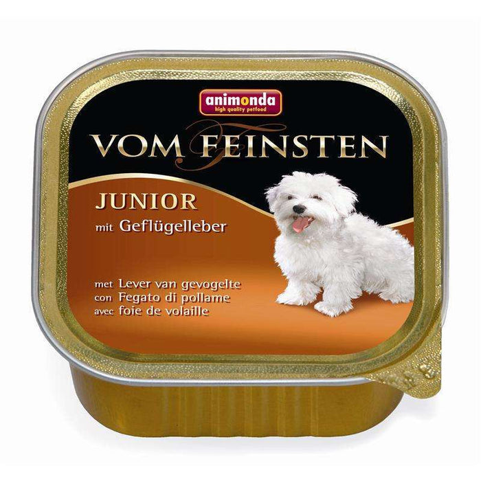 Hundenassfutter vom Feinsten Junior mit Geflügelleber 150g, 22er Pack – Animonda Dog