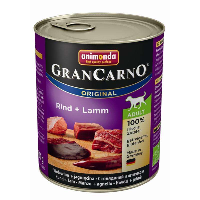 Hundenassfutter GranCarno Adult Rind & Lamm 800g, 6er Pack – Animonda Dog