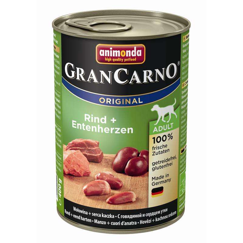 Hundenassfutter Dose GranCarno Adult Rind & Entenherzen 400g, 6er Pack – Animonda Dog